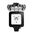 Prise extérieure étanche IP66 avec 2x USB-C et couvercle, 16A 220V, UE avec mise à la terre, en plastique, noire, pour le jardin, la terrasse 1