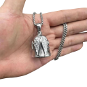 Přívěsek na motorku strážný anděl zvonek pro štěstí 45 x 27 mm s křídly anděla stříbrný dárek pro motorkáře na motocykl a moto doplněk 3