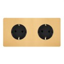 Priză dublă de perete sub tencuială, design retro, EU Schuko, 172 x 86 mm, 16 A, oțel inoxidabil periat, auriu, pentru apartament și birou 1