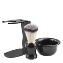 Professional 3-Piece Shaving Set Brush 10.5 x 3.5 cm Bowl 8.5 x 4.5 x 5 cm Stand 10.8 x 5.5 x 8 cm Gift Set for Beards ABS Plastic 1