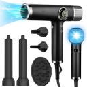 Professional Hair Dryer 1600W 110000 RPM Fast Drying Ionic Technology LCD Display 3 Speeds 4 Temperatures Magnetic Attachments 2
