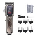 Professionele haartrimmer voor mannen LED-display Draadloos 2000 mAh Duur 180 minuten Stalen mes 6 kammen 1,5–13 mm Grijs 1