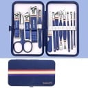 Professionele manicure- en pedicure-set van roestvrij staal in leren etui 13 stuks 2