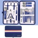 Professionele manicure en pedicure set van roestvrij staal in leren etui 19 stuks 2