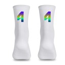 Professionelle hvide kompressionssportssokker unisex EU 39-46 reflekterende åndbare cykling udendørs nylon knæhøje 6