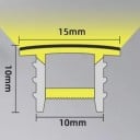Profil LED en silicone avec bord noir 15 mm 10 x 10 mm Longueur 1 m Flexible Avec diffuseur Encastré dans une rainure Pour bande LED Sans bande 2