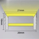 Profilo LED in silicone 20 x 10 mm Senza bordo Lunghezza 1 m Flessibile Con diffusore Bianco Montaggio incassato in scanalatura Per striscia LED 2