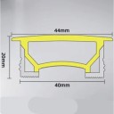 Profilo LED in silicone 40 x 20 mm Bordo bianco 44 mm Lunghezza 1 m Flessibile Con diffusore Installazione incassata nella scanalatura Per striscia 2