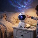 Proiector de stele Astronaut cu rachetă Proiecție de nebuloase și stele Telecomandă Cap rotativ 360° 13 cm Alb Decorațiune pentru cameră 2