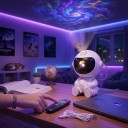 Proiector de stele Astronaut cu rachetă Proiecție de nebuloase și stele Telecomandă Cap rotativ 360° 13 cm Alb Decorațiune pentru cameră 4