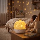 Projecteur d'étoiles pour enfants avec couronne 15 motifs interchangeables Projection rotative Lumière blanche, bleue et jaune USB 5 V 13,5 cm ABS 3