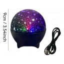 Projecteur étoilé Ciel étoiles et lune Boule 9 cm RGB LED Réaction au son ABS Noir Veilleuse USB pour chambre d'enfant et chambre à coucher 9