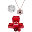 Projektions-Halsketten-Set, Titankette, Projektion „Ich liebe dich in 100 Sprachen“, Geschenkbox in Rosenform, romantisches Geschenk 1