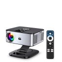 Projektor HORLAT mit Google TV Full HD 1080p und 4K-Decodierung 25,7 x 22 x 11 cm Android 11 Autofokus und drehbarem Ständer Silber-Schwarz Heimkino 2