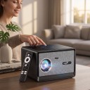 Projektor HORLAT X09 met Google TV Ondersteuning 4K en spraakbesturing 24 x 21 x 17 cm 3500 ANSI lm en luidsprekers 2 x 15 W Zwart-grijs Thuisbioscoop 6