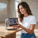 Projektor Magcubic Google TV Nativt opløsning 1080p 900 ANSI lumen Automatisk fokus Wi-Fi 5 og Bluetooth 5.1 Sølv Til hjemmebiograf 5