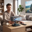 Projektor XIWBSY T08 Plus cu stick TV Google TV Suport rotativ 360° 30,7 x 19 x 31 cm Android 14 și decodare 4K Gri Pentru cinematograful de acasă 5