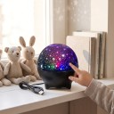 Projetor de estrelas e lua 9 cm RGB LED Reacção ao som ABS Preto Luz nocturna USB para quarto de crianças e quarto 2