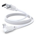 Propojovací kábel USB-A na USB-C s nabíjaním 18 W a uhlovým konektorom v bielej farbe pre Quest 3/3S/2/Pro a Pico 4/Ultra k PC a SteamVR 5