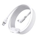 Propojovací kabel USB-A na USB-C s nabíjením 18 W a úhlovým konektorem v bílé barvě pro Quest 3/3S/2/Pro a Pico 4/Ultra k PC a SteamVR 1