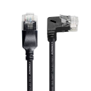 Propojuskabeli Cat6a RJ45 oikea kulma 90° slim 1 m UTP musta ethernet patch kaapeli 10 Gb/s 500 MHz reitittimelle, kytkimelle ja LAN-verkkoon 1