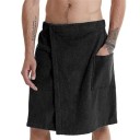 Prosop de saună pentru bărbați din microfibră Coral Fleece cu buzunar și velcro Kilt saună moale și absorbant Prosop de baie cu uscare rapidă Accesoriu wellness 2