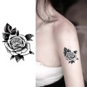 Προσωρινό αδιάβροχο τατουάζ Ρόδο 12 x 7,5 εκ. Λεπτό ρομαντικό τατουάζ σώματος Ψεύτικο τατουάζ με λουλουδάτο σχέδιο Ανθεκτικό προσωρινό τατουάζ για 15 ημέρες 3