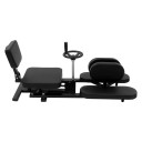 Protahovací stroj na nohy s ručním kolem 0–210°, nosnost 100 kg, délka 166 cm, kovová konstrukce, čalouněný, černý, cvičení flexibility 5