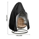 Protective Cover for Hanging Chair 190 x 115 cm Black Waterproof Sleeve with Zip for Outdoor Use Against Rain, Dust and Wind 2