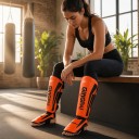 Protectores de espinillas y empeines para adultos tamaño L Longitud 37 cm Cuero PU suave y espuma EVA Kickboxing Boxeo y taekwondo 11