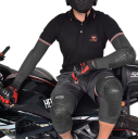 Protectores de rodillas elásticos transpirables tamaño S muslo 42–48 cm pantorrilla 28–35,5 cm relleno protector de malla negro para motocross y ciclismo 2