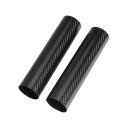 Protège-fourches en carbone universels pour moto 225 mm noirs brillants avec motif en carbone 1 paire de protections en plastique solide 1