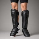 Protège-tibias et cou-de-pied taille S Longueur 30 cm Cuir PU doux et EVA Pour kickboxing et taekwondo Boxe et arts martiaux 10