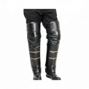 Protetores de joelhos aquecidos para moto 1 par de pele PU com lã sintética Mangas para joelhos e canelas Fecho de velcro e fivelas Pretos 1