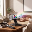 Proyector HORLAT con Google TV Full HD 1080p y decodificación 4K 25,7 x 22 x 11 cm Android 11 Autofoco y soporte giratorio Plateado-negro Cine en casa 5
