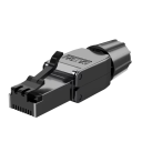 Průmyslový RJ45 konektor CAT6A STP Easy Jack beznástrojový 40Gbps 2000MHz 22–26AWG černý modulární zakončení kabelu 1