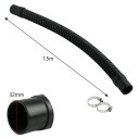 Pružná hadice pro akvárium 32 mm x 1,5 m vstupní a výstupní vodovodní hadice s hadicovými sponami černá na filtraci a čerpadlo 2