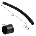 Pružná hadice pro akvárium 40 mm x 0,5 m vstupní a výstupní vodovodní hadice s hadicovými sponami černá na filtraci a čerpadlo 2