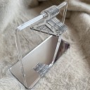 Przezroczysty akrylowy stojak na biżuterię z wieszakami i lustrzaną podstawą 15 × 6 × 11 cm organizer na biurko z mini haczykami 1