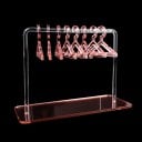 Przezroczysty akrylowy stojak na biżuterię z wieszakami i lustrzaną podstawą 15 × 6 × 11 cm organizer na biurko z mini haczykami 4
