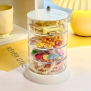 Przezroczysty plastikowy obrotowy organizer na biżuterię i gumki 16,8 × 13,6 cm 4-piętrowy pudełko na biurko na spinki, pierścionki i drobnostki 2