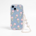 Przezroczysty pokrowiec na Samsung Galaxy A16 5G z motywem różowych tulipanów Perłowy łańcuszek z serduszkami Falisty brzeg Wzniesiony rant przy aparacie 4