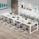 Psací stůl 74 x 179 x 79 cm Celý v bílé barvě s dlouhou pracovní deskou Počítačový i kancelářský stůl na nohách s příčkou u podlahy 5