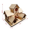 Ptačí budka dřevěná s několika vchody 20 x 13 x 15 cm vstupní otvory 3,5 a 5 cm na zahradu balkon i pozorování ptáků a hnízdění 3