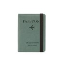 PU Leather Passport Cover with Elastic Strap Embossed Passport Text and Airplane Motif Matte Surface Size 14 x 11 x 1 cm 1