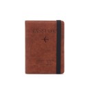 PU Leather Passport Cover with Elastic Strap Embossed Passport Text and Airplane Motif Matte Surface Size 14 x 11 x 1 cm 4