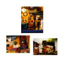 Pudełko Drewniany domek dla lalek DIY 3D Mini teatr Zmontowany model z meblami Kreatywna zabawka Dekoracja Opakowanie na prezent 2