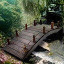 Puente arqueado de madera en miniatura 1:12 10,5 x 4 cm Decoración con barandilla para casa de muñecas diorama y jardín en miniatura 4