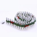 Puinen aita vihreällä seppeleellä 5 x 90 cm Miniatyyrikoriste LED-valaistuksella dioraamimallinnukseen, miniatyyripuutarhaan ja luovaan 1