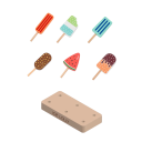 Puinen jäätelömyyntipiste 6 kappaletta Montessori lelu ruokaan Teline jääpuikoille Keittiöopetussarja lapsille Taaperoille eri tyypit 2